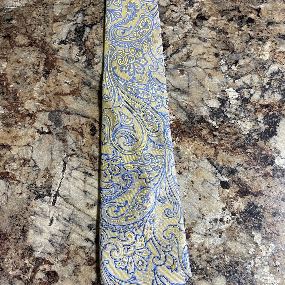 Paisley Patterned Tie in Blue and Gold